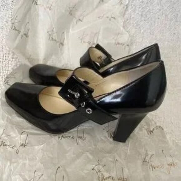 FRANCO SARTO WOMEN'S SHINY BLACK LEATHER MARY JANE HIGH HEELS SIZE 6 - Picture 12 of 12